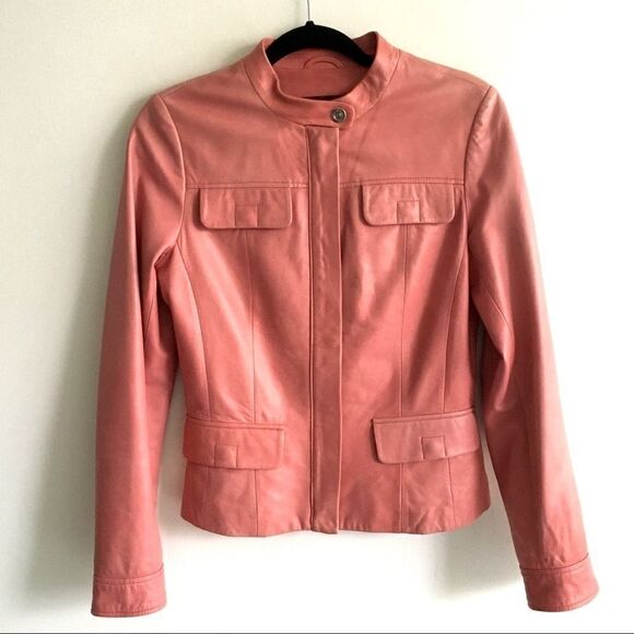 DANIER Leather Moto Biker Jacket Pink XS - Picture 2 of 16